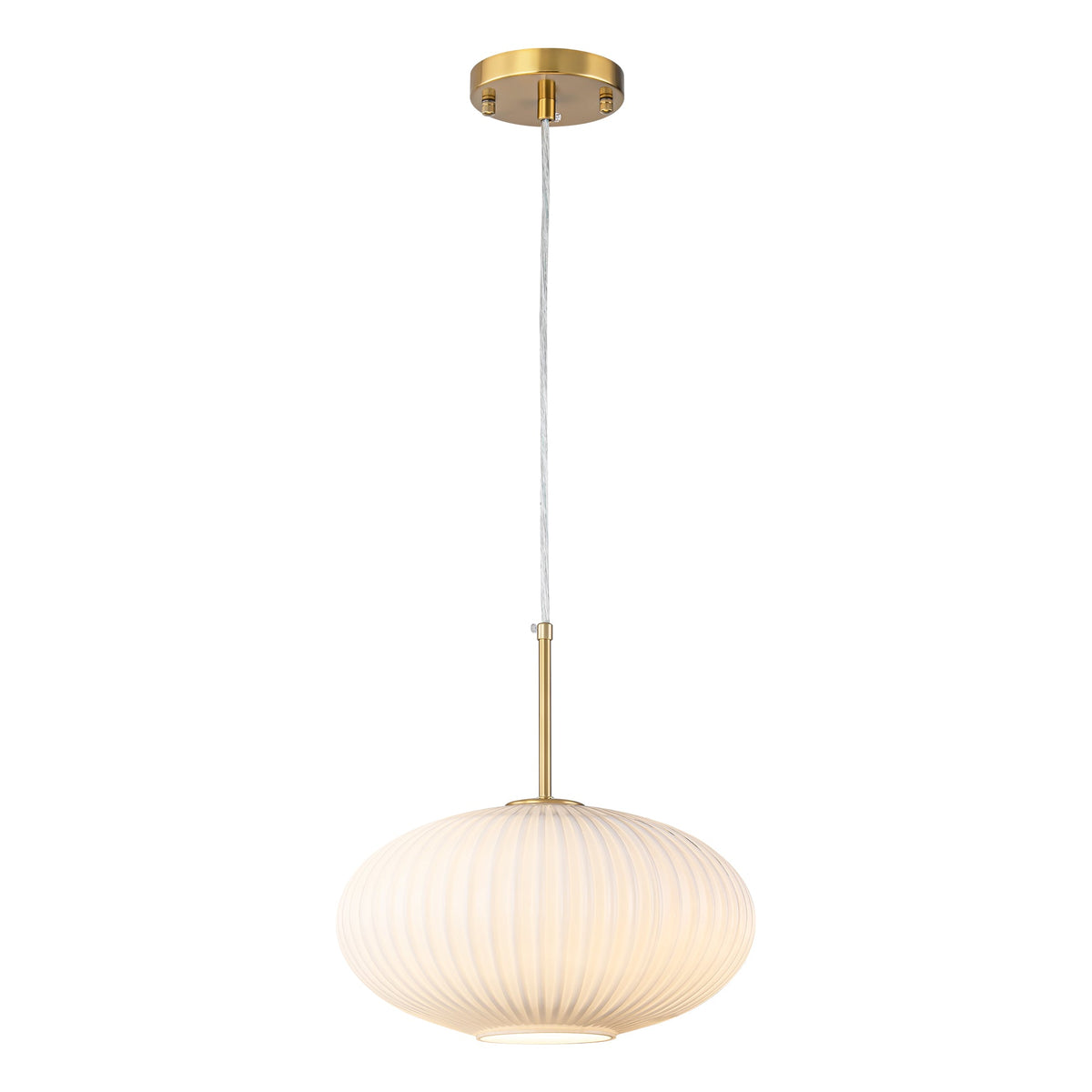 Ovaal hanglicht van geribbeld glas