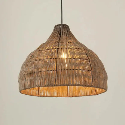 Natuurlijke gevlochten hanglamp in klokvorm