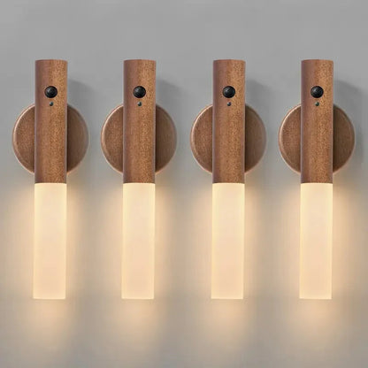 Oakmira minimalistische houten wandlamp met bewegingssensor