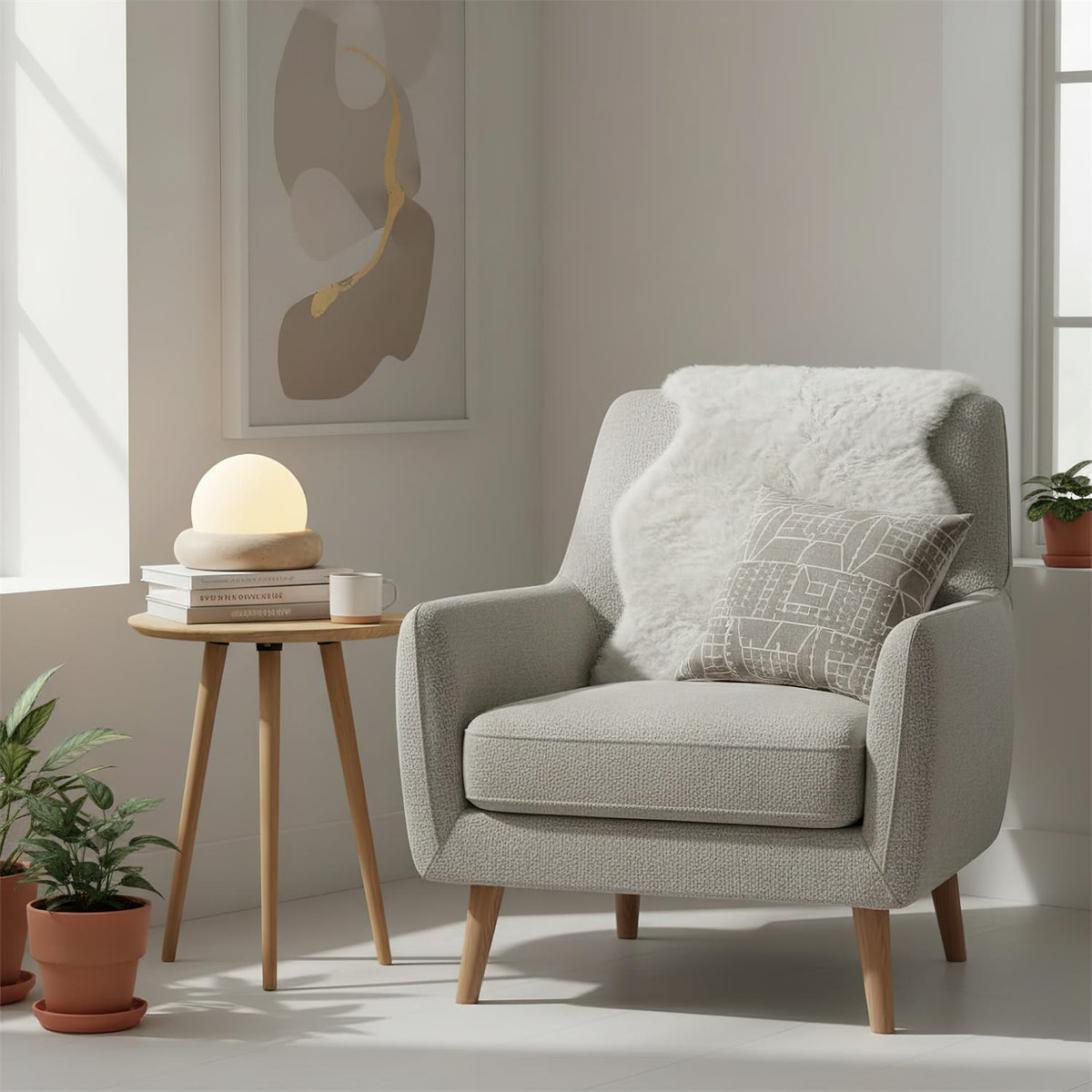 Orlando wabi-sabi-tafellamp van travertijn