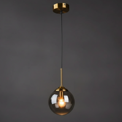 Orbelle Art-decoglazen hanglamp met messing bolvormige kap