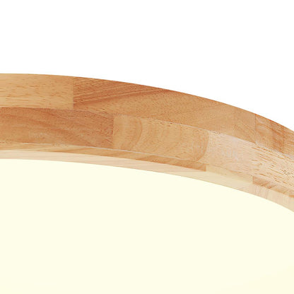 Ronde plafondlamp met eikenhouten rand
