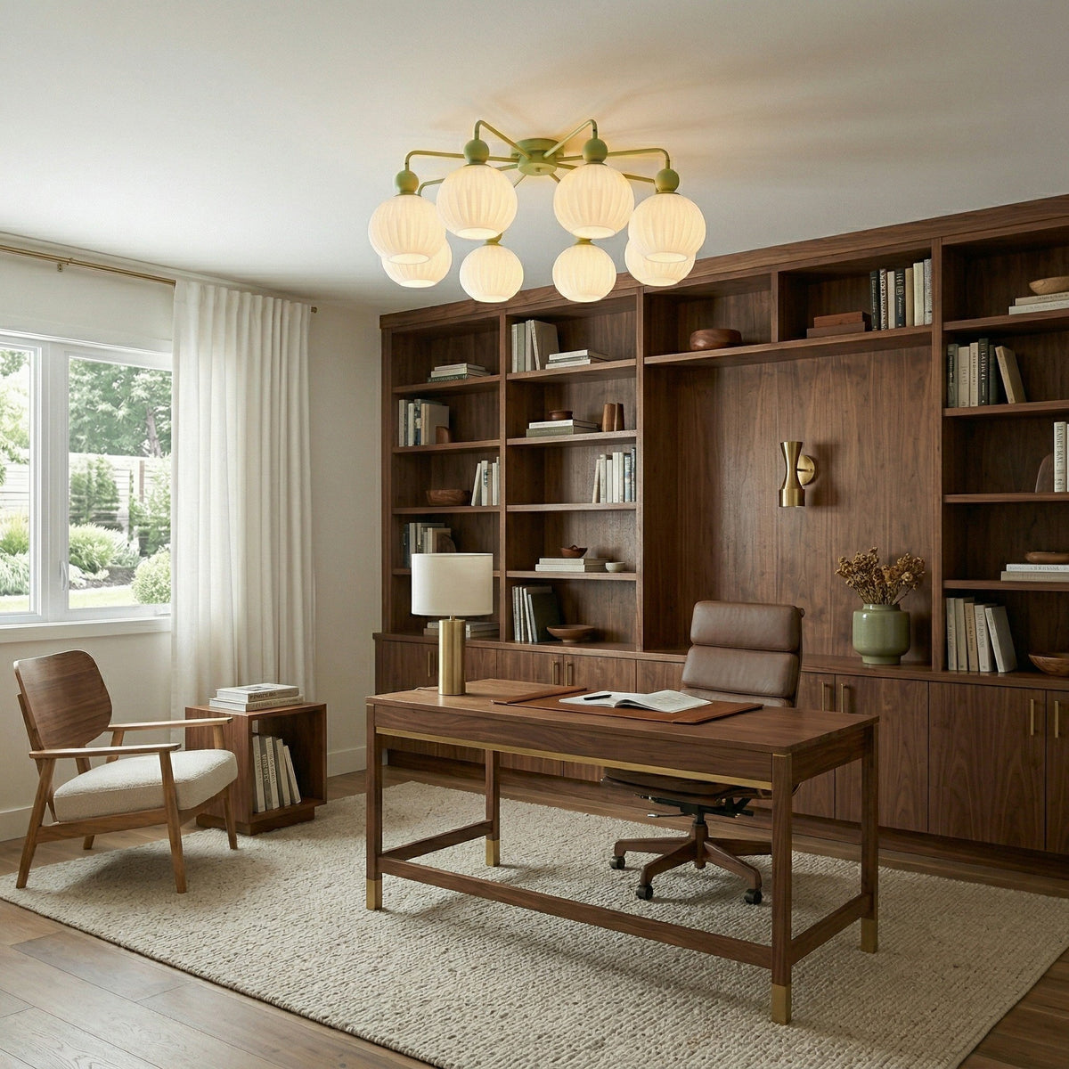 Geribd opalen glazen plafondlamp