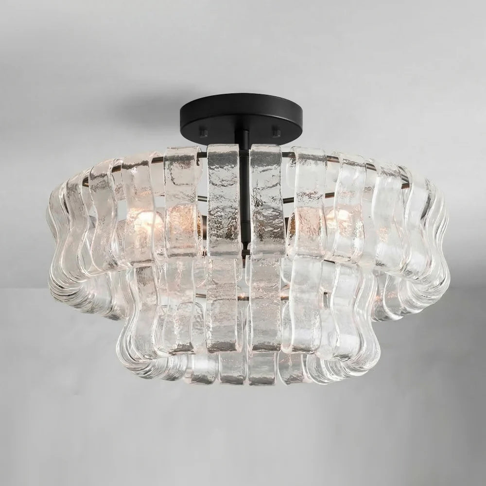 Gelaagde plafondlamp van ijsglas