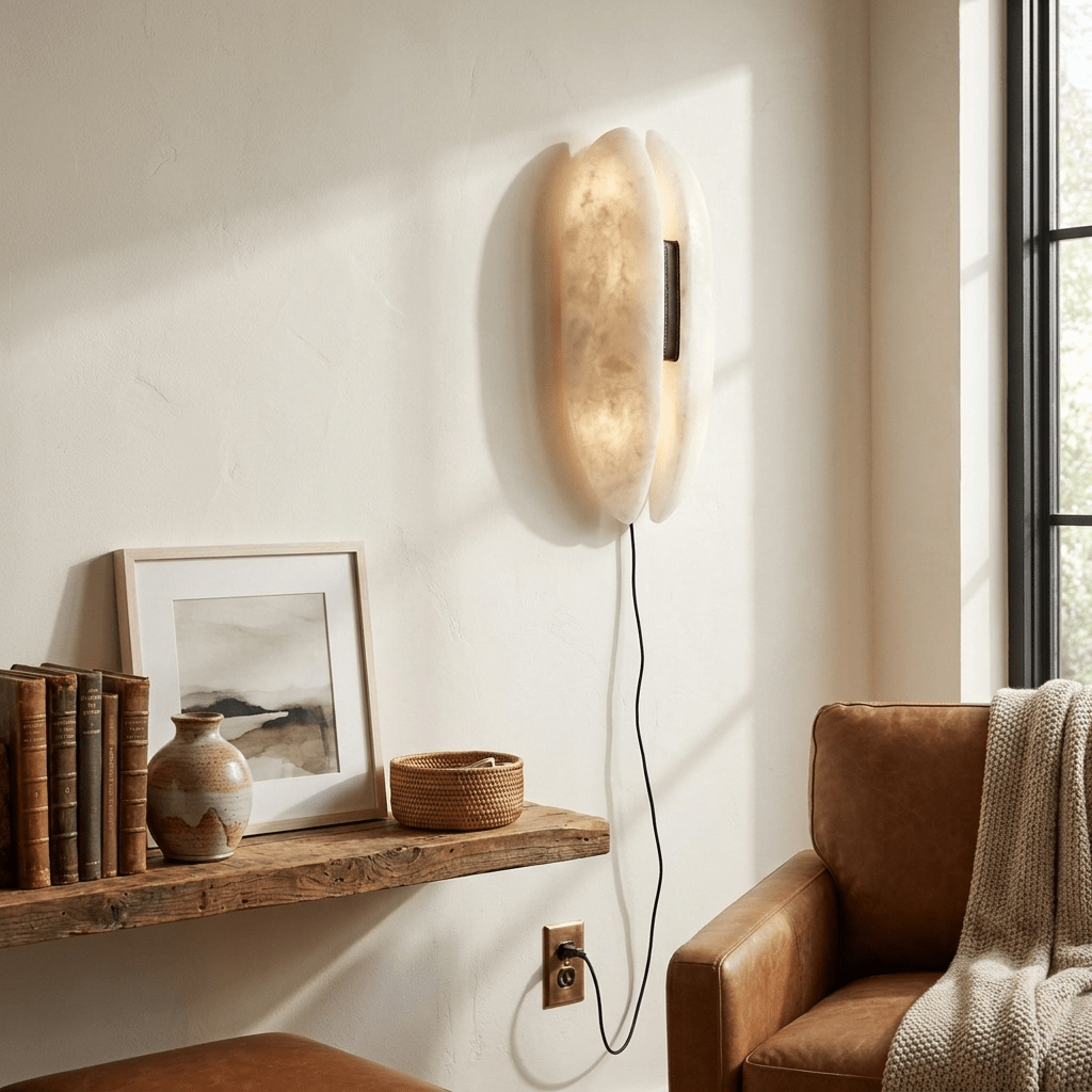 Alabaster wandlamp met stekker