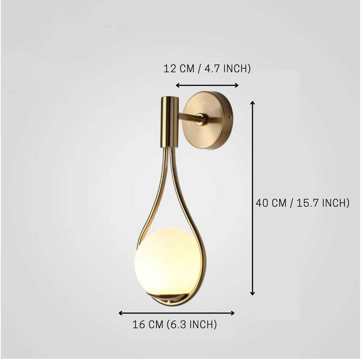 Orvenna Globe-wandlamp van ijzer in druppelvorm