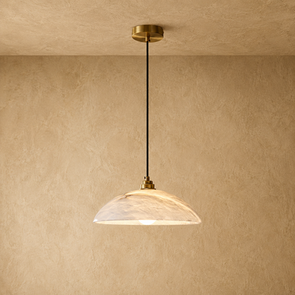 Hanglamp met albasten koepel