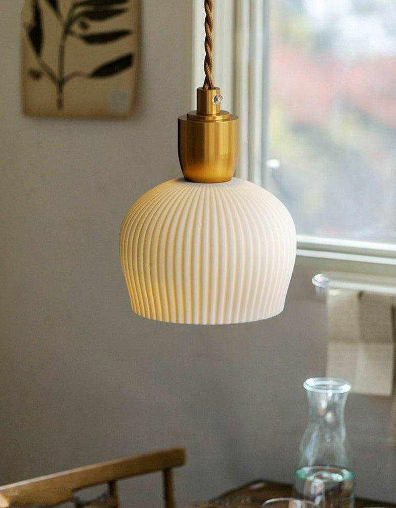 Geribde keramische koperen hanglamp