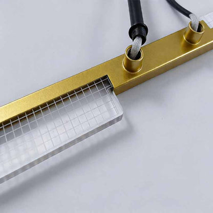 Goudkleurige lineaire plafondlamp met balken