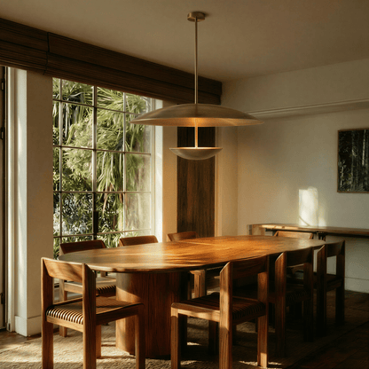 Brede metalen schijfhanglamp