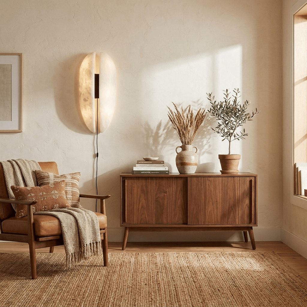 Alabaster wandlamp met stekker