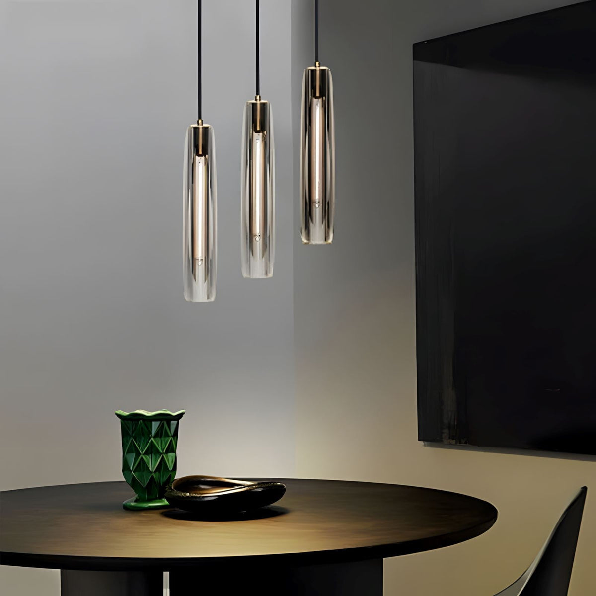 Messingkleurige hanglamp met kristallen staafjes