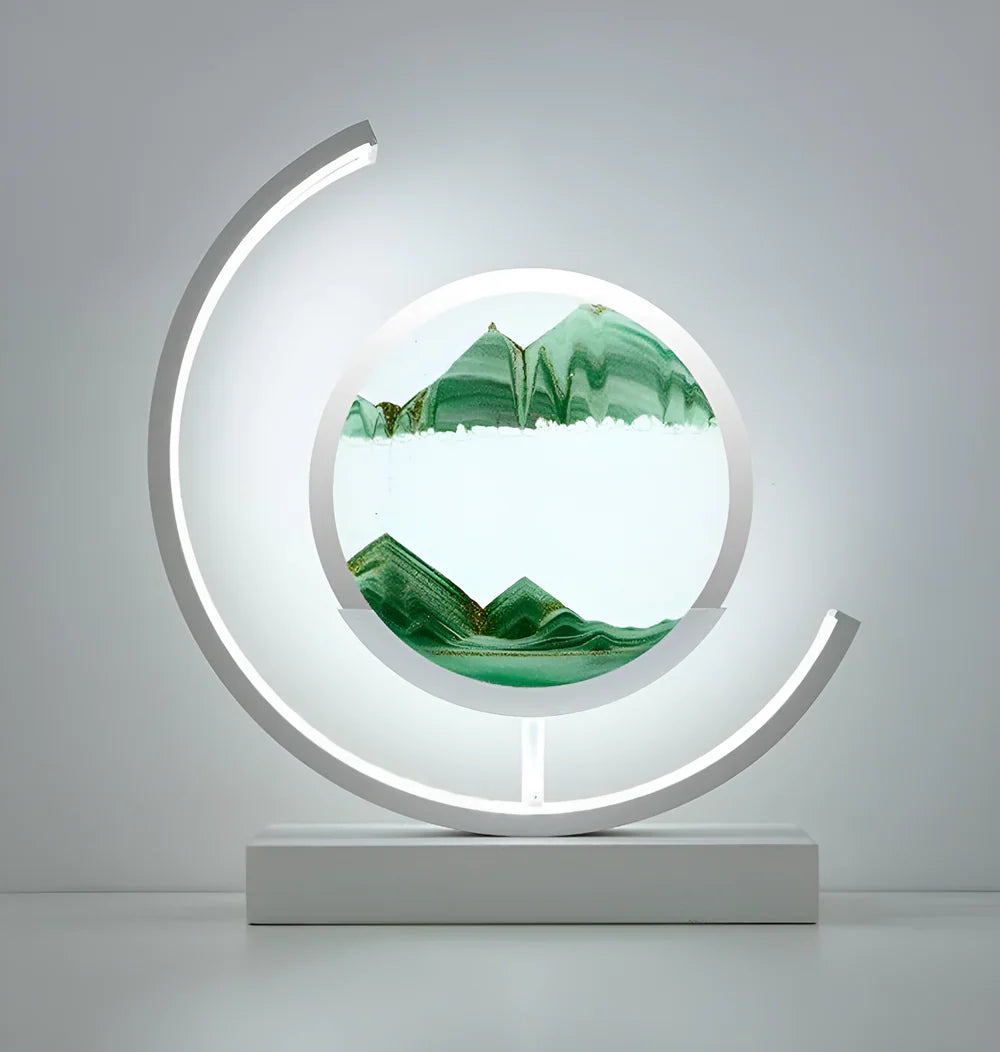 Sandveil minimalistische aluminiumtafel lamp met zandkunst