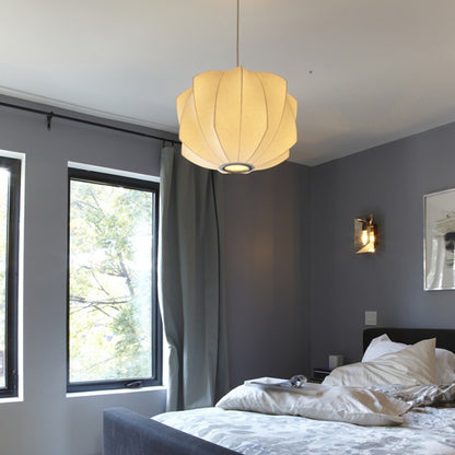 Hanglamp met geplooide zijden lampenkap