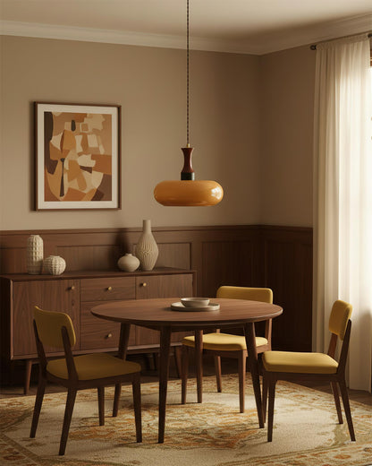Amberkleurige glazen hanglamp met stekker