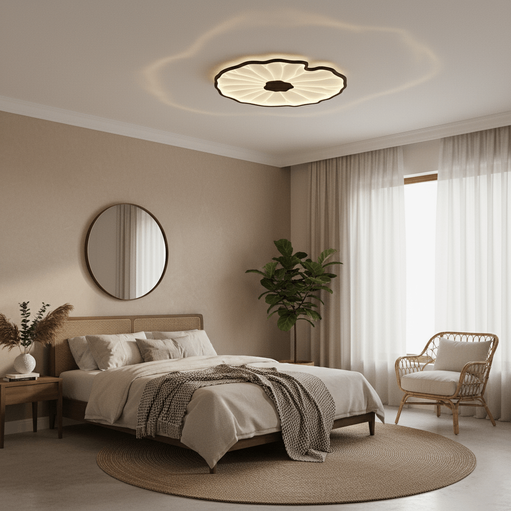 Plafondlamp met waterleliehoutnerfstructuur