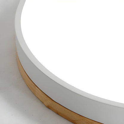 Tweekleurige houten plafondlamp met vlakke montage