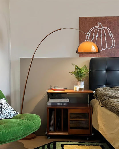 Halberon boogvormige vloerlamp van walnoot