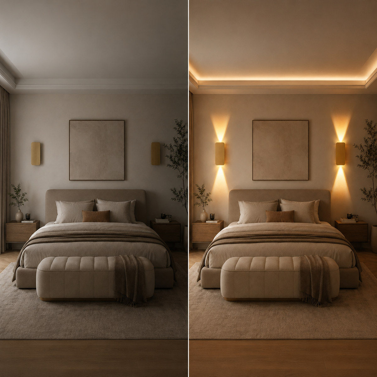 Rechthoekige metalen led-wandlamp