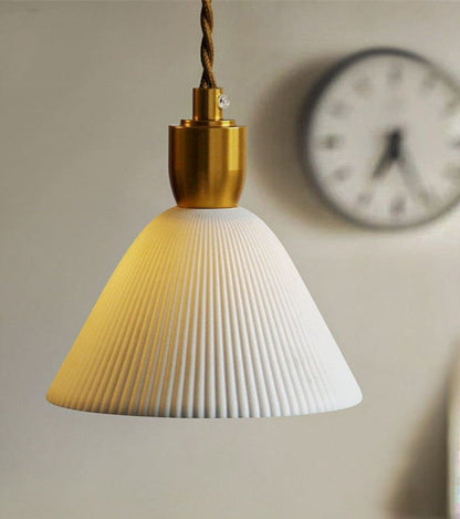 Geribde keramische koperen hanglamp