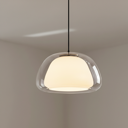 Hanglamp met getinte glazen koepel