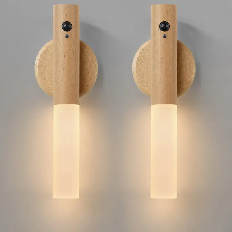 Oakmira minimalistische houten wandlamp met bewegingssensor