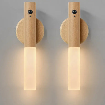 Oakmira minimalistische houten wandlamp met bewegingssensor