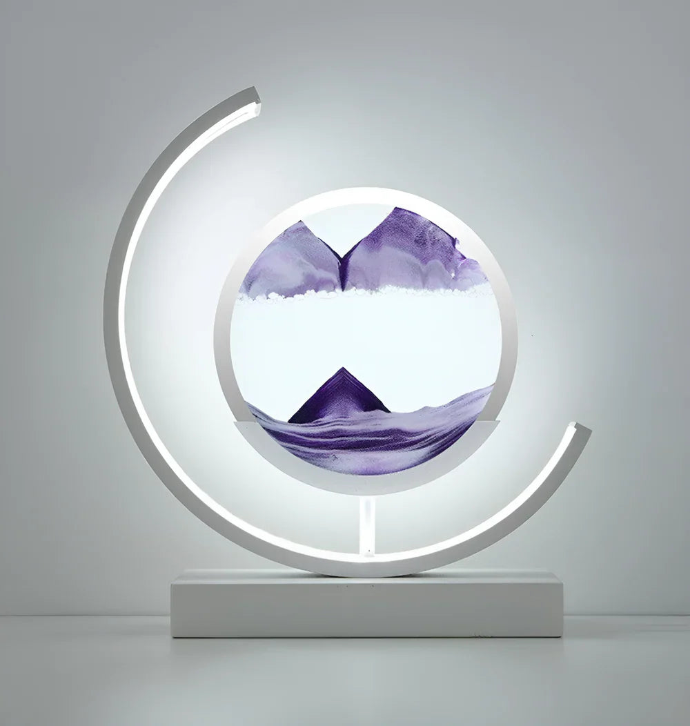 Sandveil minimalistische aluminiumtafel lamp met zandkunst