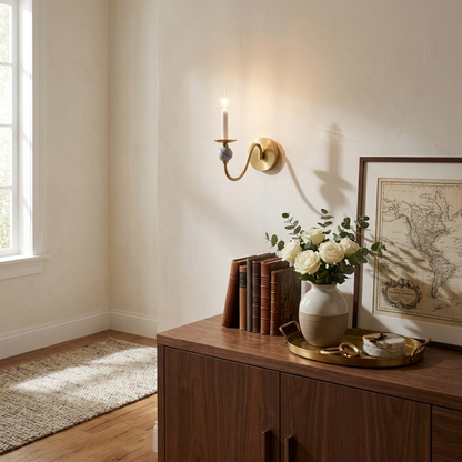 Wandlamp met marmeren bol