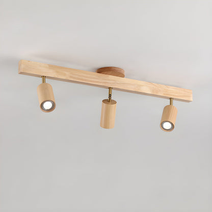 Houten rail met spotjes