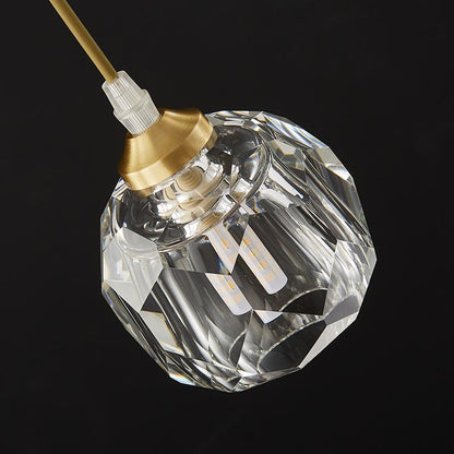 Hanglamp met trapsgewijs gerangschikte kristallen bollen
