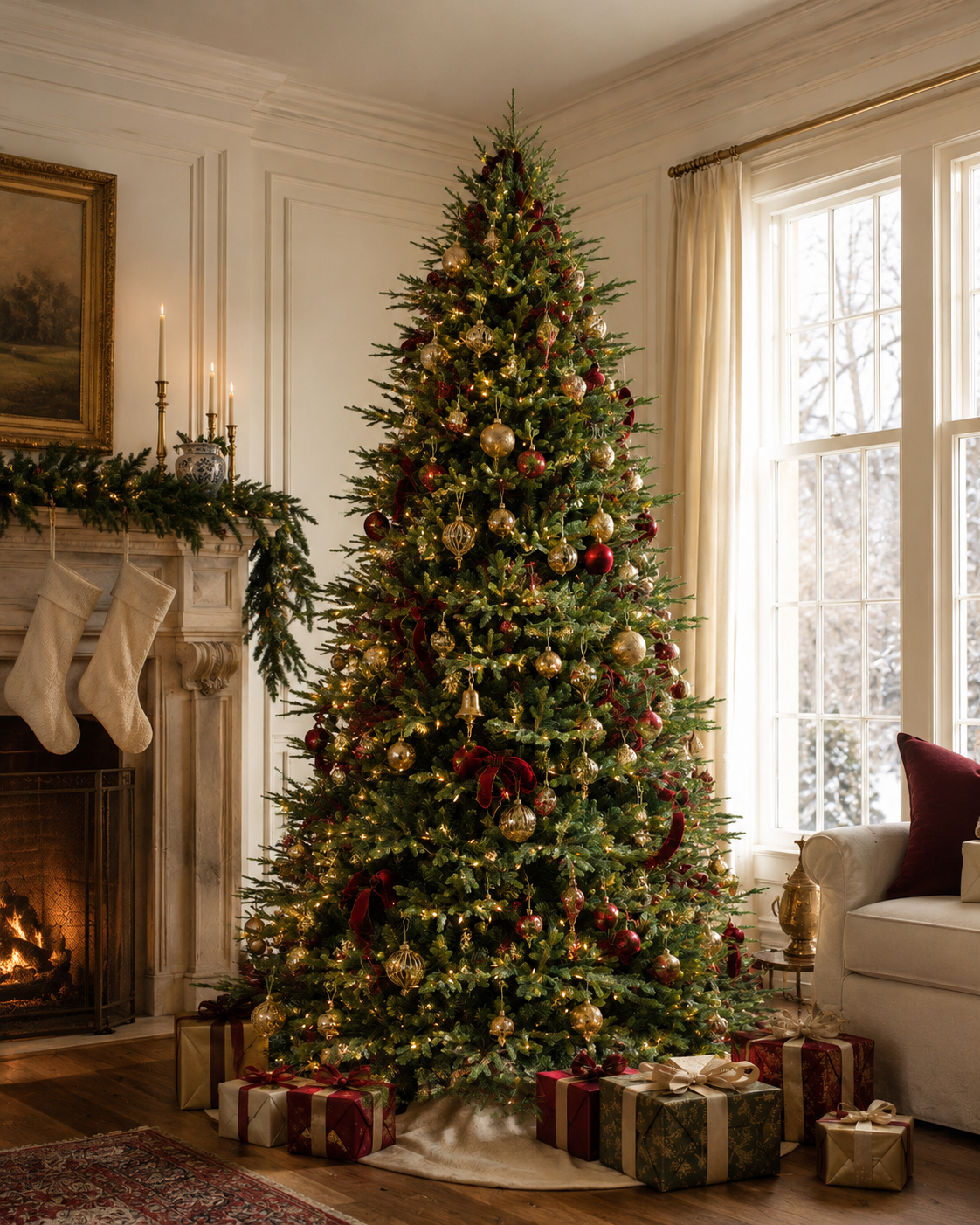 Skovra Classic PE/PVC 12ft voorverlichte kerstboom