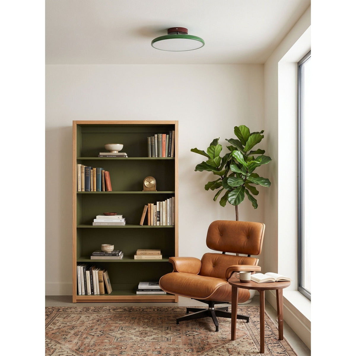 Ronde houten draaibare plafondlamp