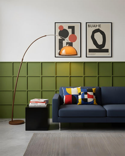Halberon boogvormige vloerlamp van walnoot