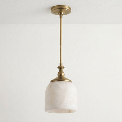 Hanglamp met albasten belvormige kap