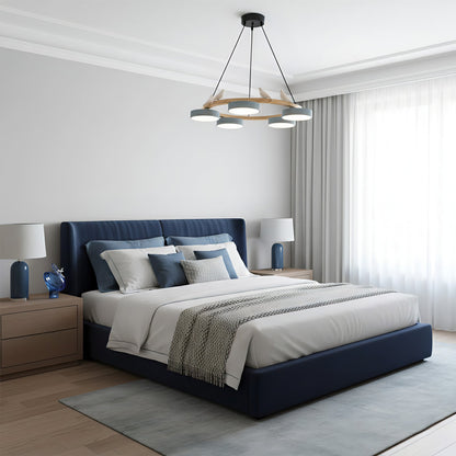 Ronde houten vogelhanglamp