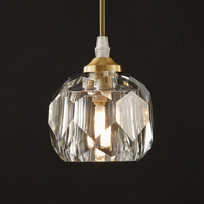 Hanglamp met trapsgewijs gerangschikte kristallen bollen
