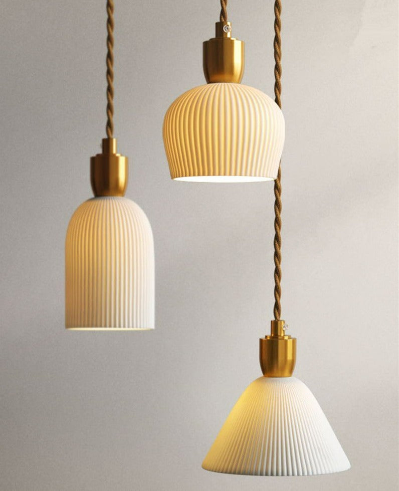 Geribde keramische koperen hanglamp