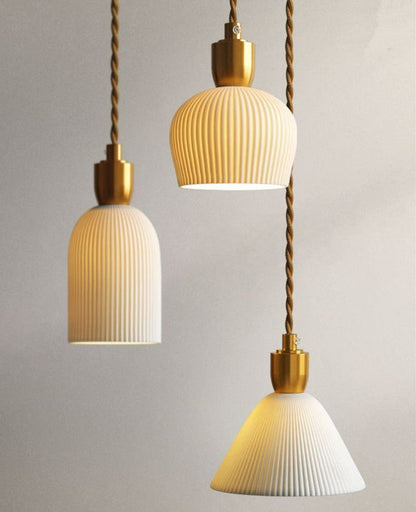 Geribde keramische koperen hanglamp