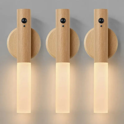 Oakmira minimalistische houten wandlamp met bewegingssensor