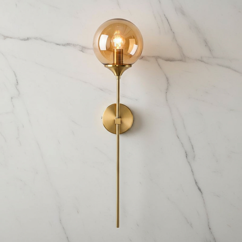 Velmira mid-century wandlamp met glazen bol