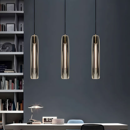 Messingkleurige hanglamp met kristallen staafjes