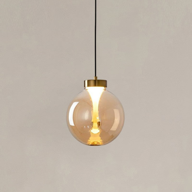 Hanglamp met bol van getint glas