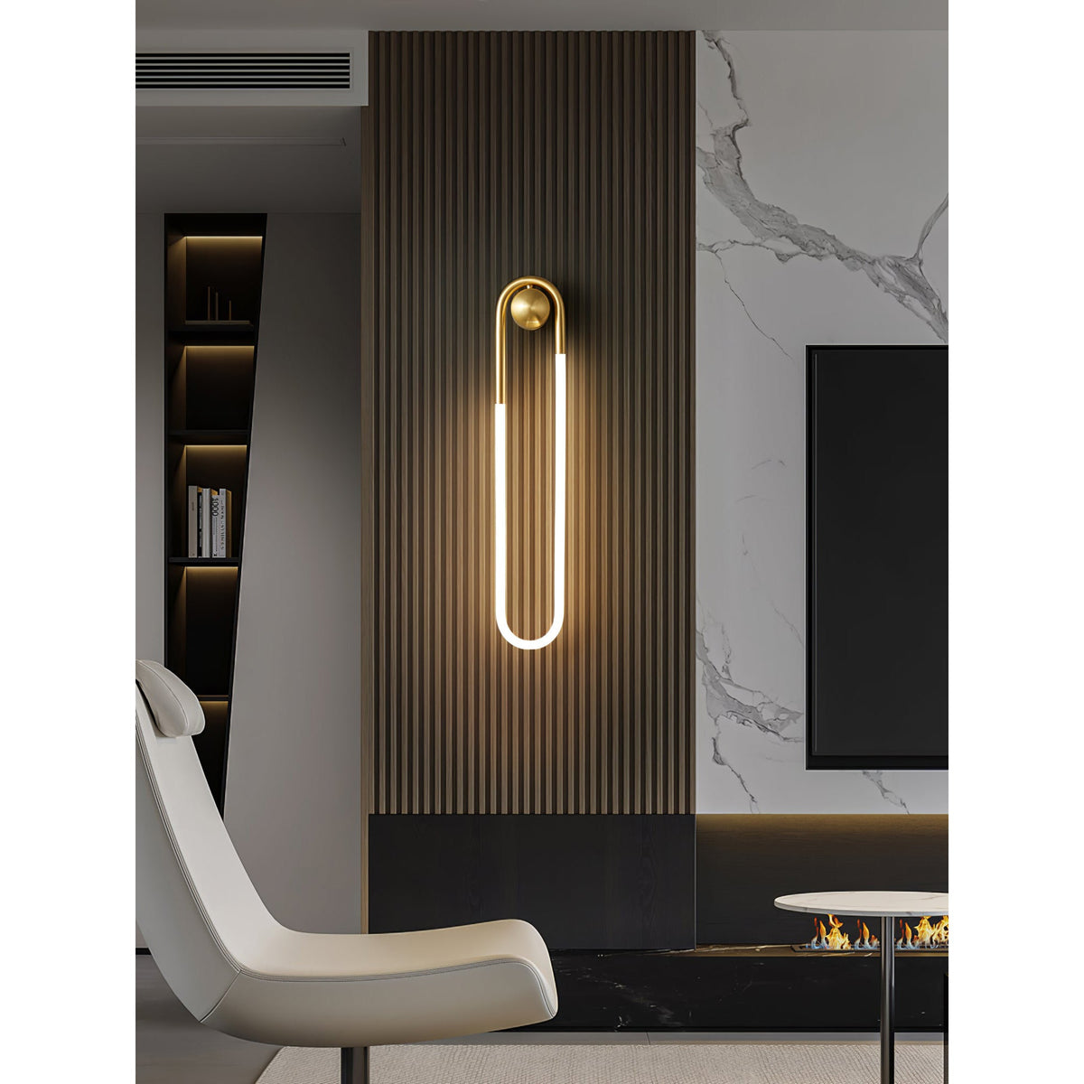 Ovale wandlamp van acrylbuis