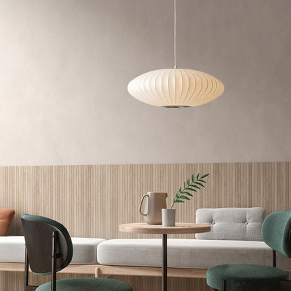 Hanglamp met geplooide zijden lampenkap