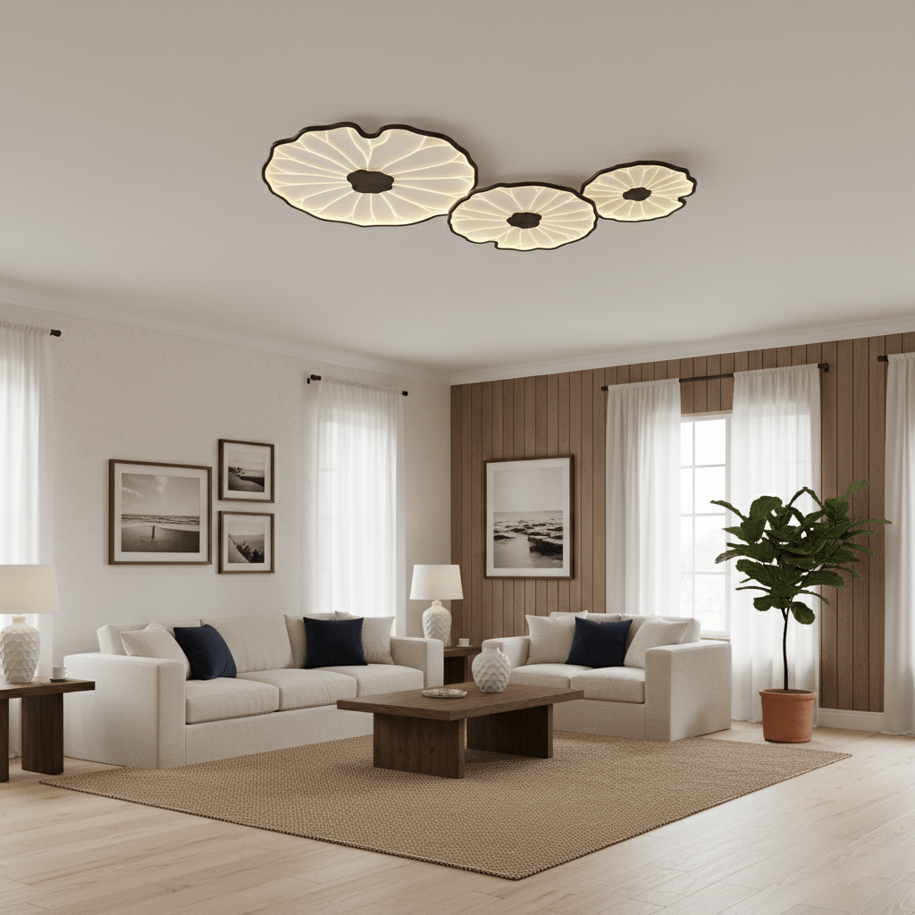 Plafondlamp met waterleliehoutnerfstructuur