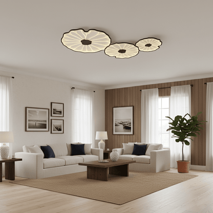 Plafondlamp met waterleliehoutnerfstructuur