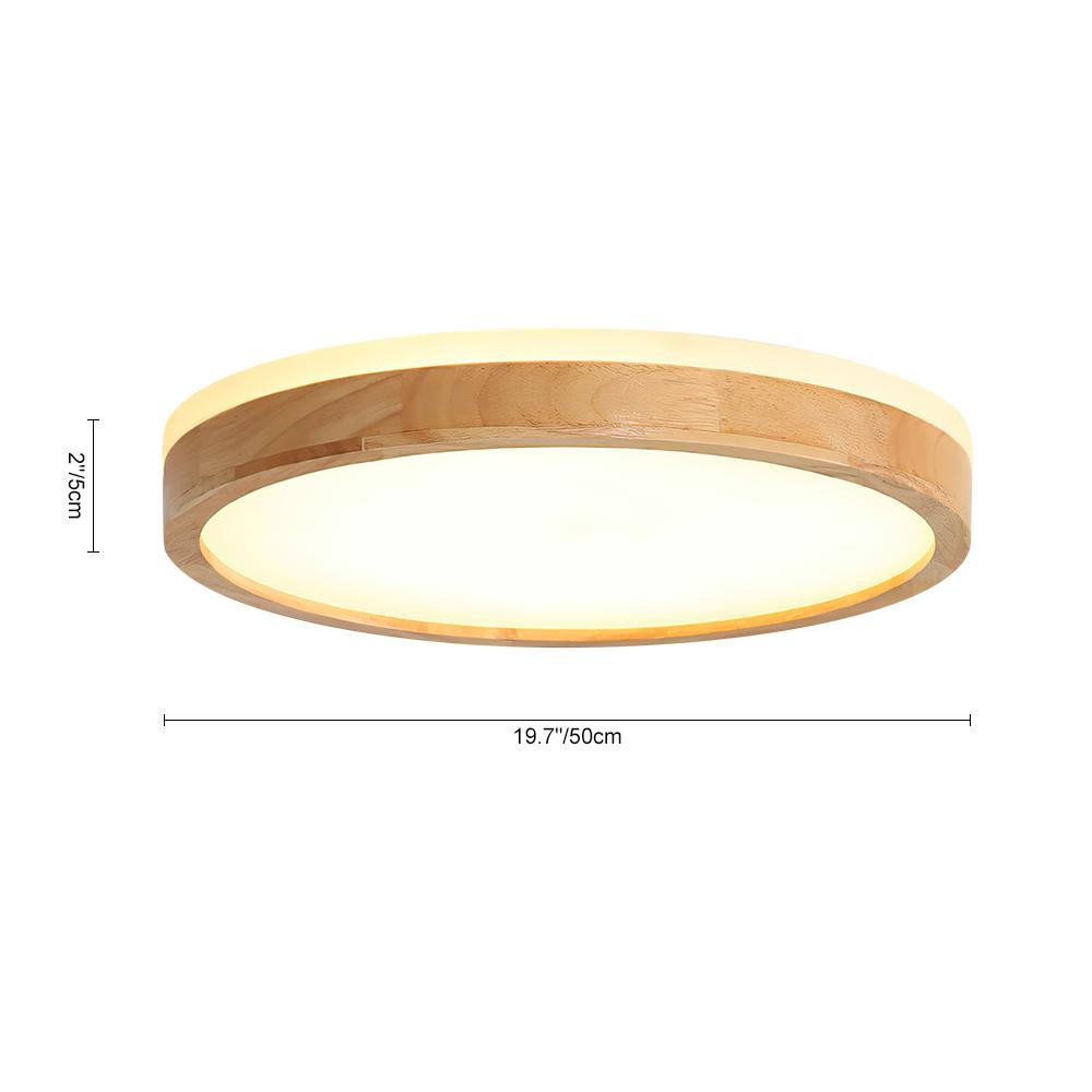 Ronde plafondlamp met eikenhouten rand