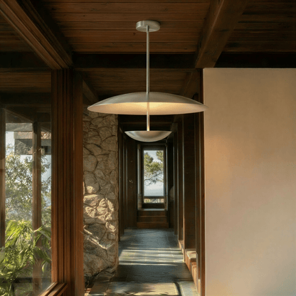 Brede metalen schijfhanglamp