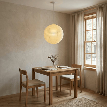 Hanglamp in washipapier in de vorm van een wereldbol